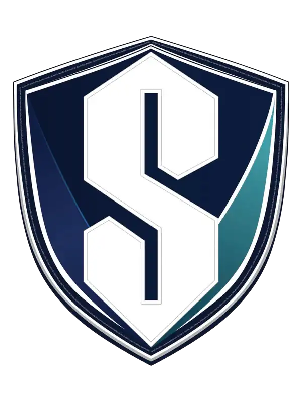 A dark blue shield-shaped logo with a large white letter "S" in the center and a teal accent on the right side, representing trusted auto insurance Orange County, CA.